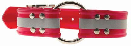 Leather Brothers SunGlo 1.5 Wide Reflective Ring-in-Center Collars (Red 23)