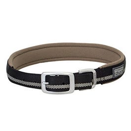 Terrain Reflective Lined Dog Collar, Black Nylon, 21-In.