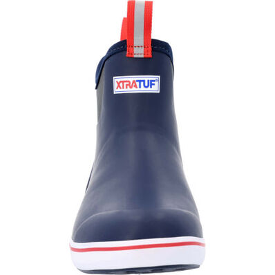 XtraTuf Men's 6 in Ankle Deck Boot Navy Red (Navy Red)