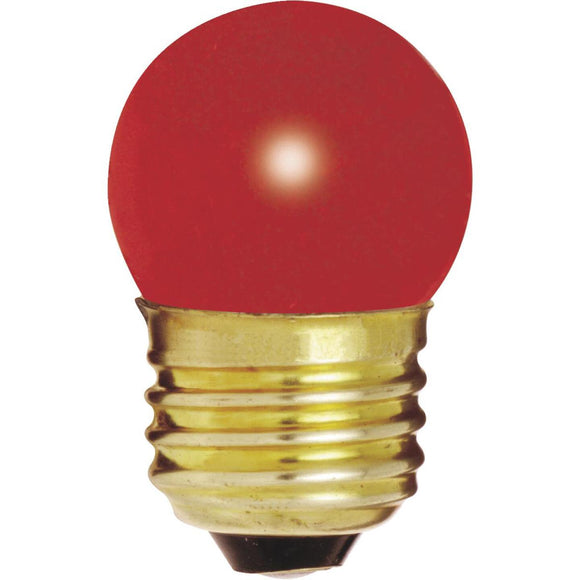Satco 7.5W Red Medium Base S11 Incandescent Light Bulb