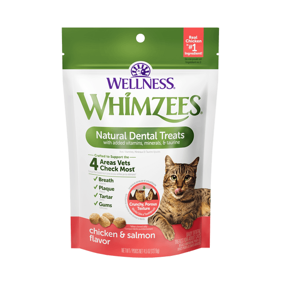 Whimzees Natural Cat Dental Treats, Chicken & Salmon Flavor