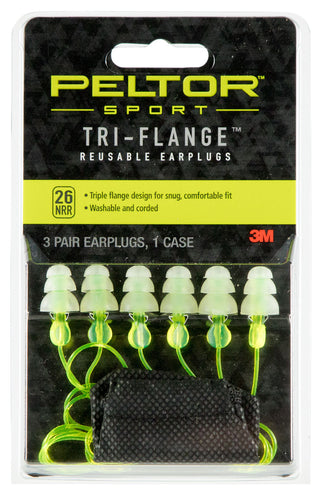 Peltor 97317 Tri-Flange Reusable Ear Plugs Polymer 26 dB Yellow 3 Pair