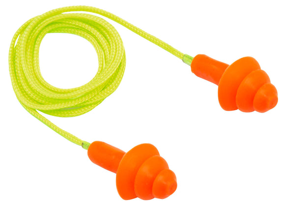 Pyramex RP3001 Reusable Earplugs  Polymer 24 dB Orange Ear Buds w/Yellow Cord 50 Pair