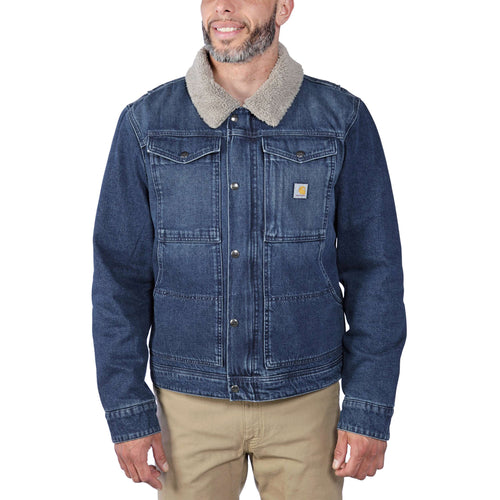 Carhartt Relaxed Fit Denim Sherpa-Lined Jacket in Beech