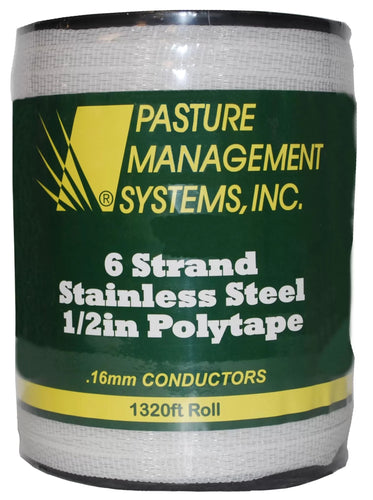 Pasture Management 1/2in Polytape 6 Strand Stainless Steel