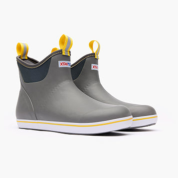 XtraTuf Men's 6 in Ankle Deck Boot Gray/Yellow