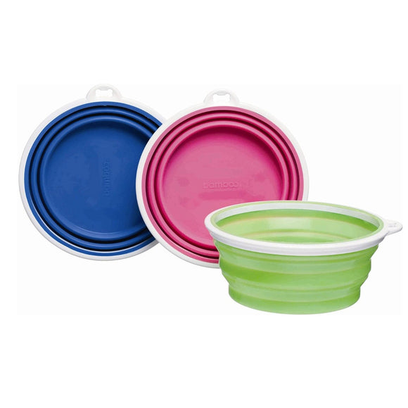 Petmate Bamboo Silicone Travel Bowls