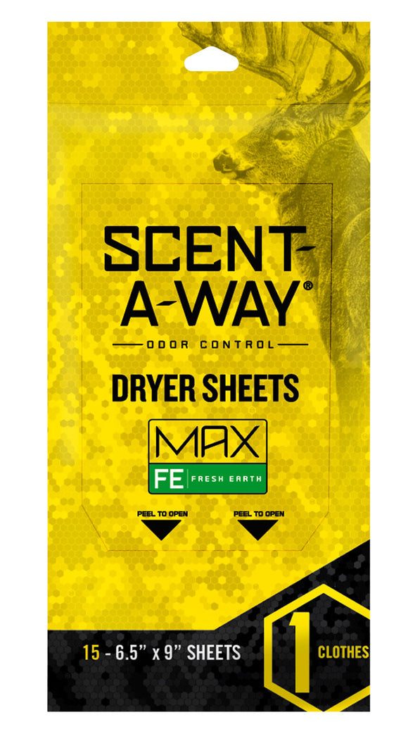 Hunters Specialties 07708 Scent-A-Way Max Dryer Sheets Odor Eliminator Earth 15 Pack