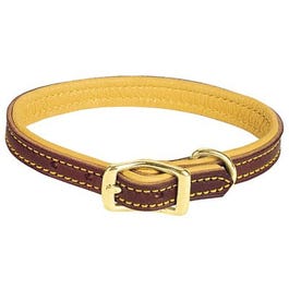 Deer Ridge Dog Collar, Leather/Deerskin, 1 x 19-In.