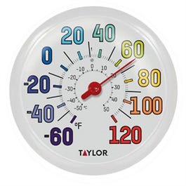 Outdoor Thermometer, Big and Bold Dial, Sky Blue, 13.25-In.