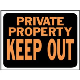 "Private Property/Keep Out" Sign, Plastic, 9 x 12-In.