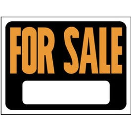 "For Sale" Sign, Hy-Glo Orange/ Black Plastic, 9 x 12-In.