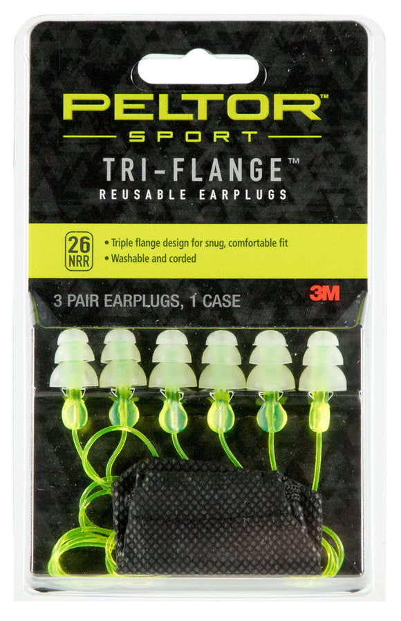 Peltor 97317 Tri-Flange Reusable Ear Plugs Polymer 26 dB Yellow 3 Pair