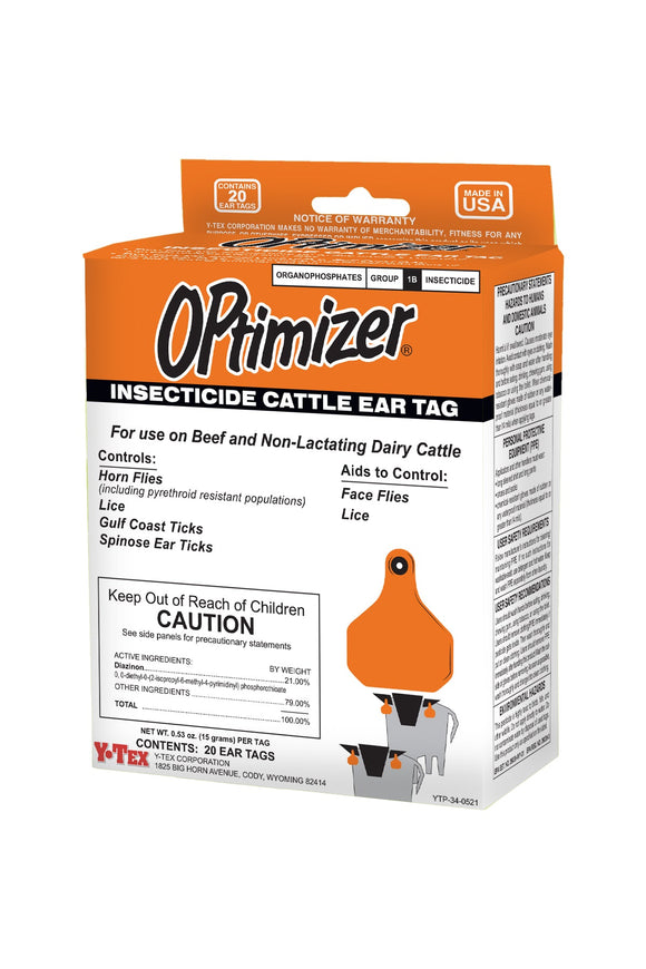 Y-Tex Optimizer Combo Insecticide Cattle Ear Tag, 20/pk (20 Ct.)