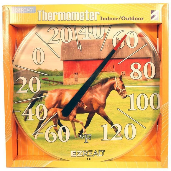 EZREAD DIAL THERMOMETER TWO HORSES (12.5 INCH, HORSE/FOAL)